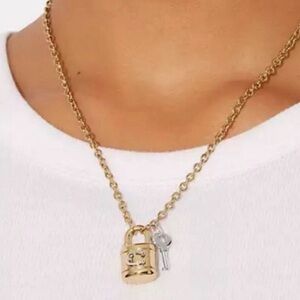 Coach Gold-Tone Lock & Key Pendant Necklace